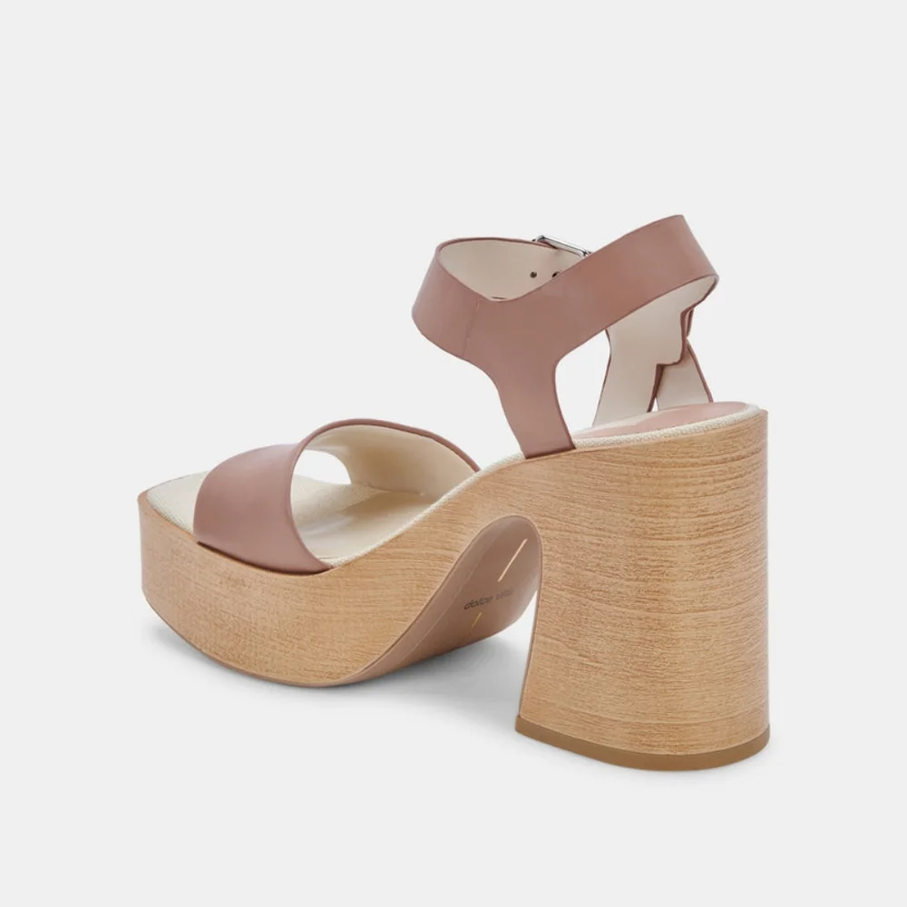 DOLCE VITA NWOT Wallis Chunky Heel Woodgrain Platform Heels in Beige